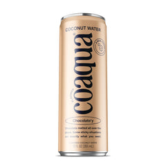 CoAqua Chocolate’y front packaging showing the 12-pack and refreshing benefit