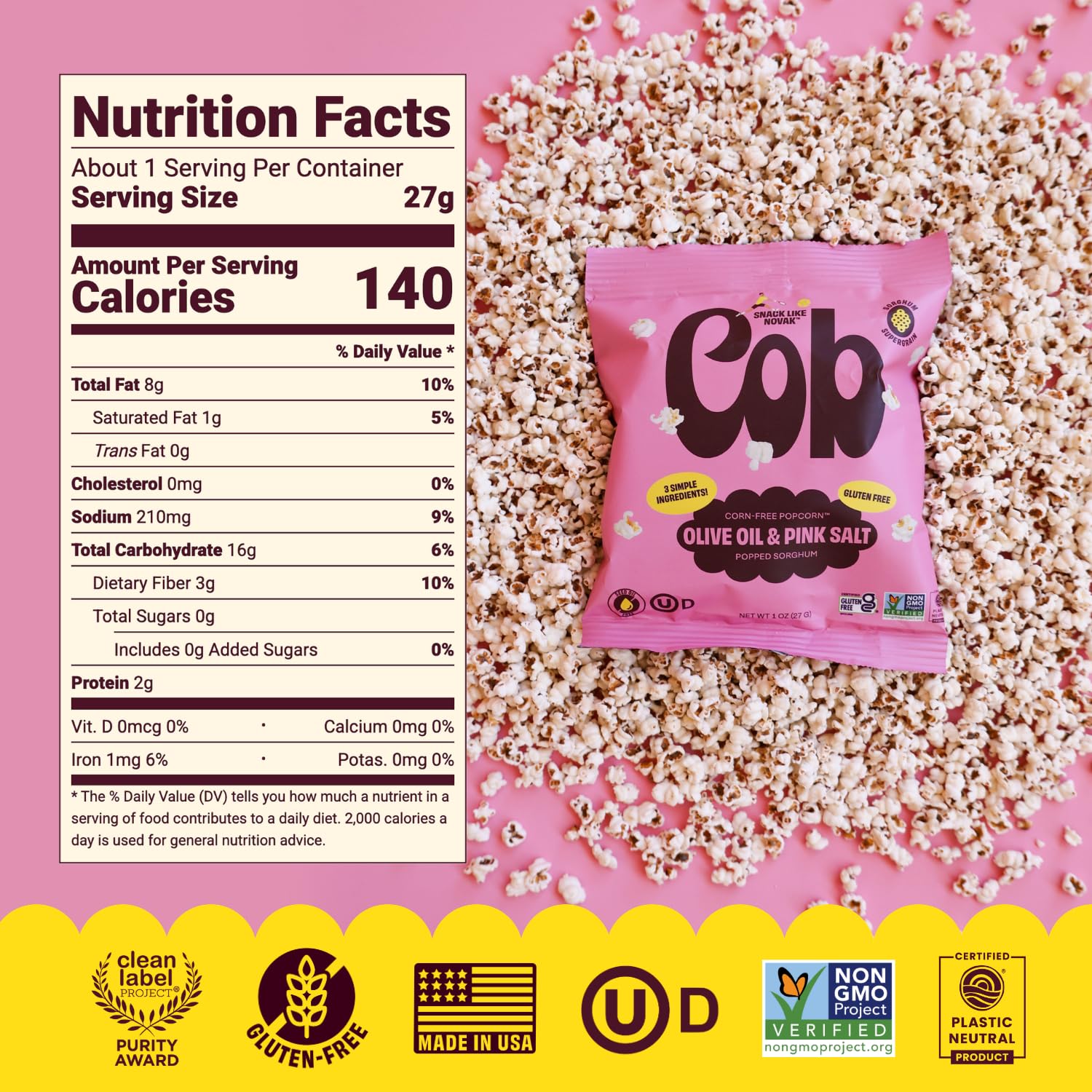 Cob close-up of popped sorghum texture highlighting light crunch