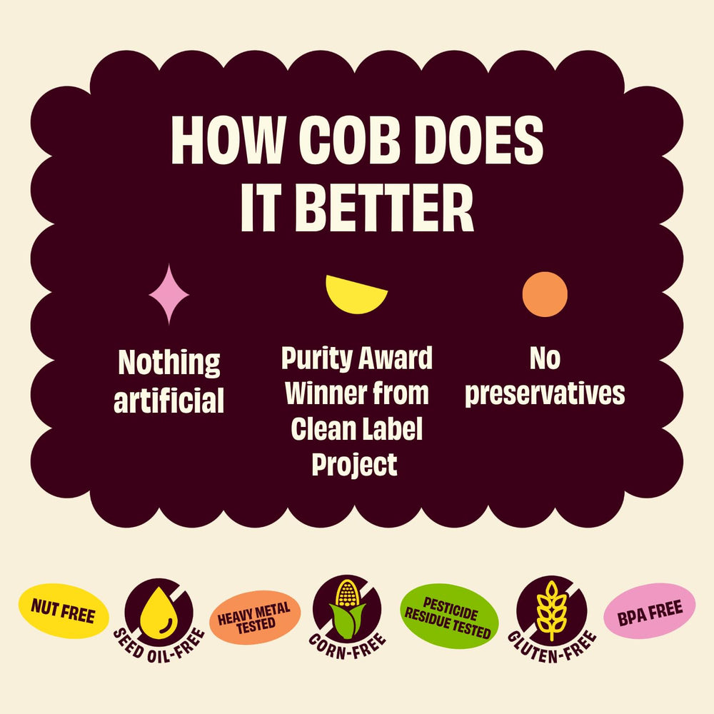 Cob pack next to everyday items showing scale and grab-and-go convenience
