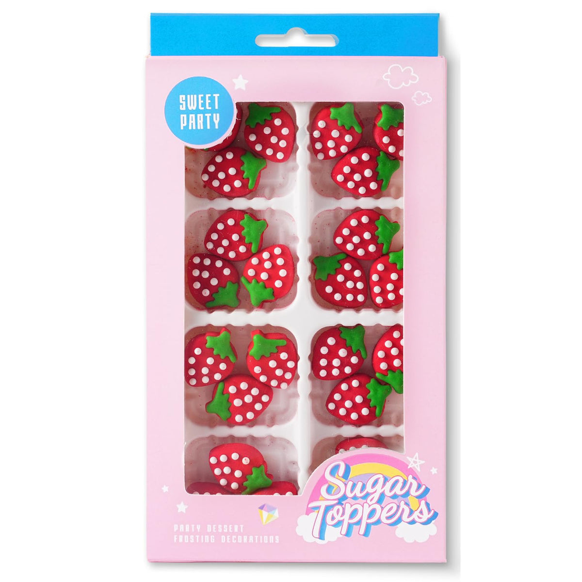 cobakey front packaging showing 24 strawberry toppers for quick dessert styling