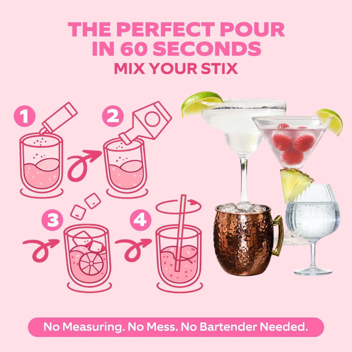 Cocktail Stix Classic Margarita poured in glass showing instant cocktail result