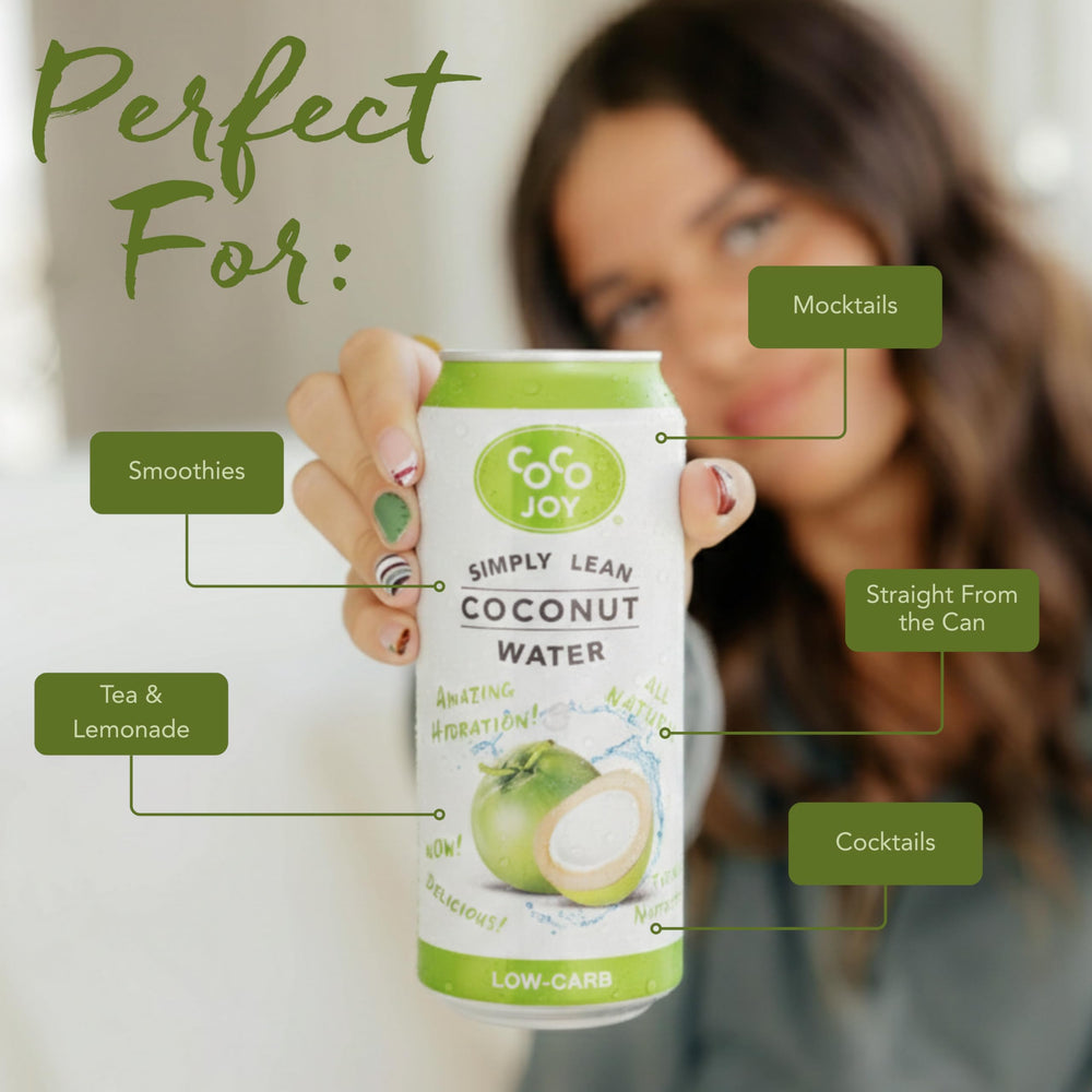 Hand holding CoCo Joy carton showing size and portability for active users