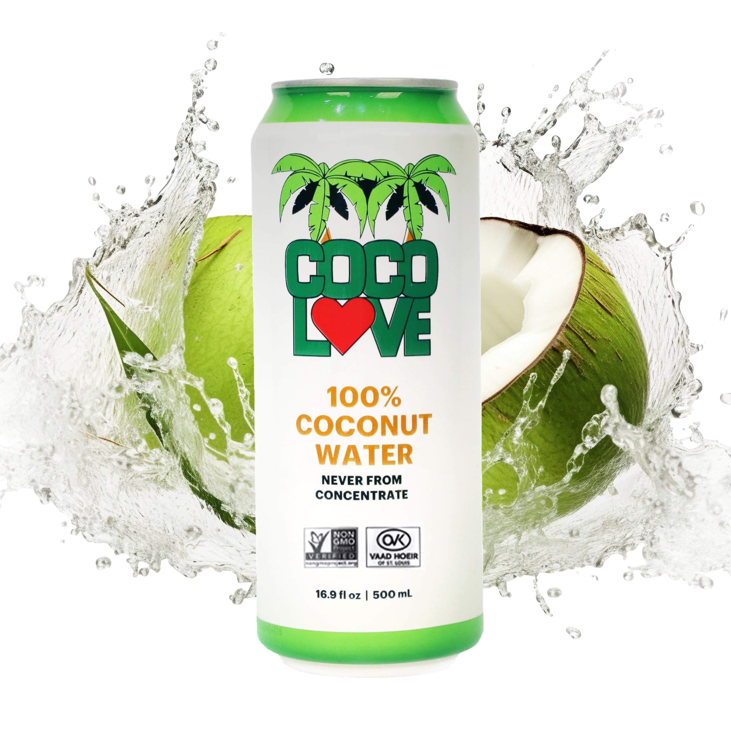Coco Love front packaging showing 12-pack and recyclable can benefit