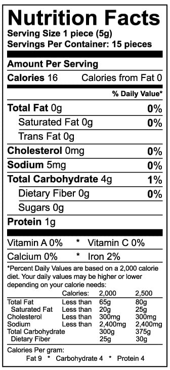 COCO POP SNAX ingredient label showing simple four-ingredient list