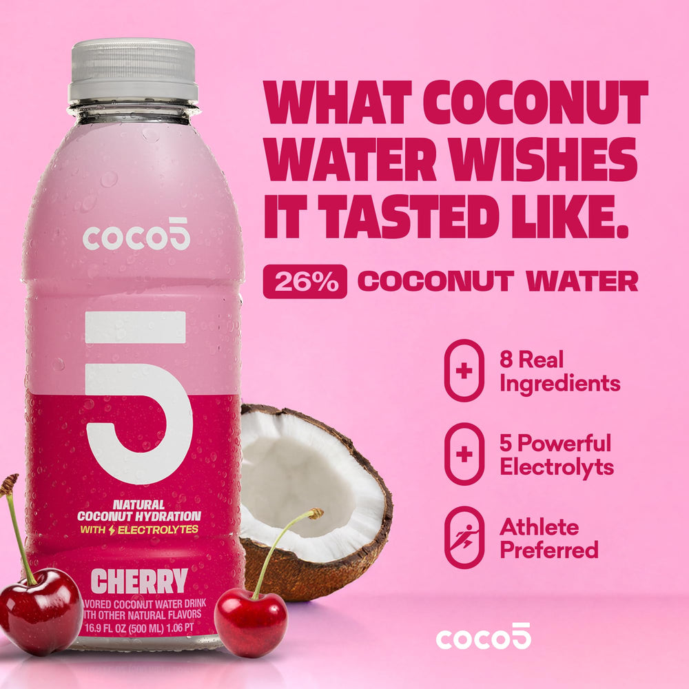 Coco5 Original Coconut bottle close-up highlighting natural coconut flavor and electrolytes