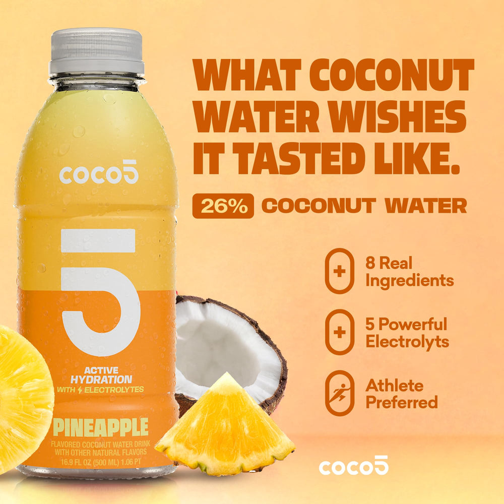 Coco5 label close-up highlighting natural ingredients and electrolytes