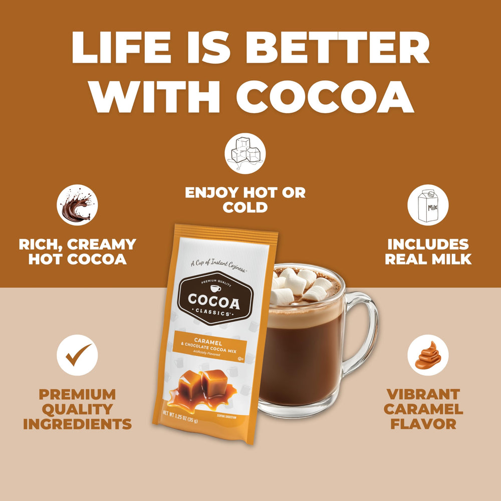Cocoa Classics opened packet with powder texture showing easy mixing benefit