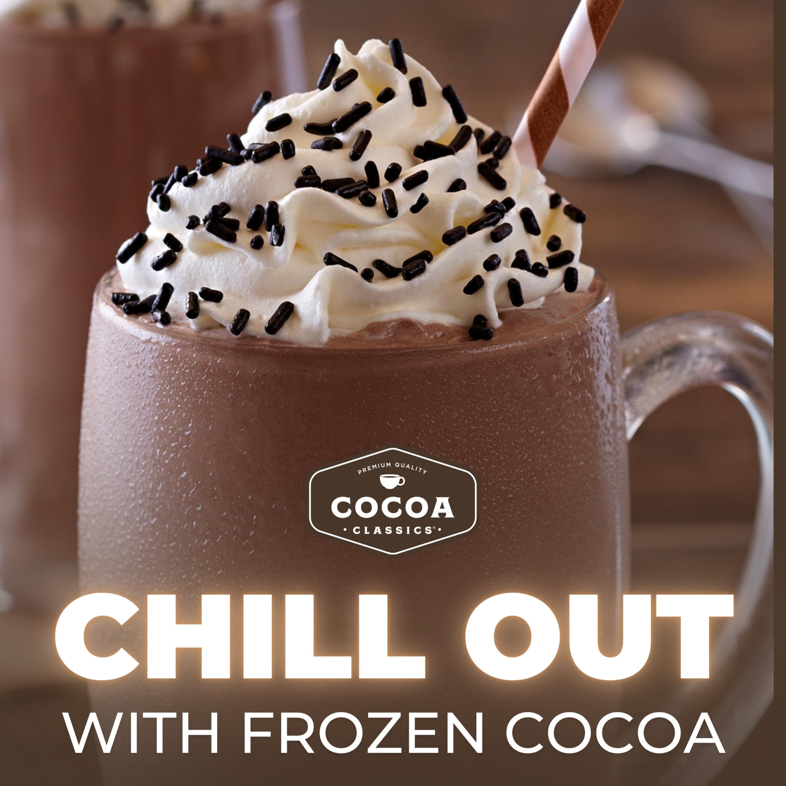 Cocoa Classics iced mint cocoa glass chilled refreshment on hot days