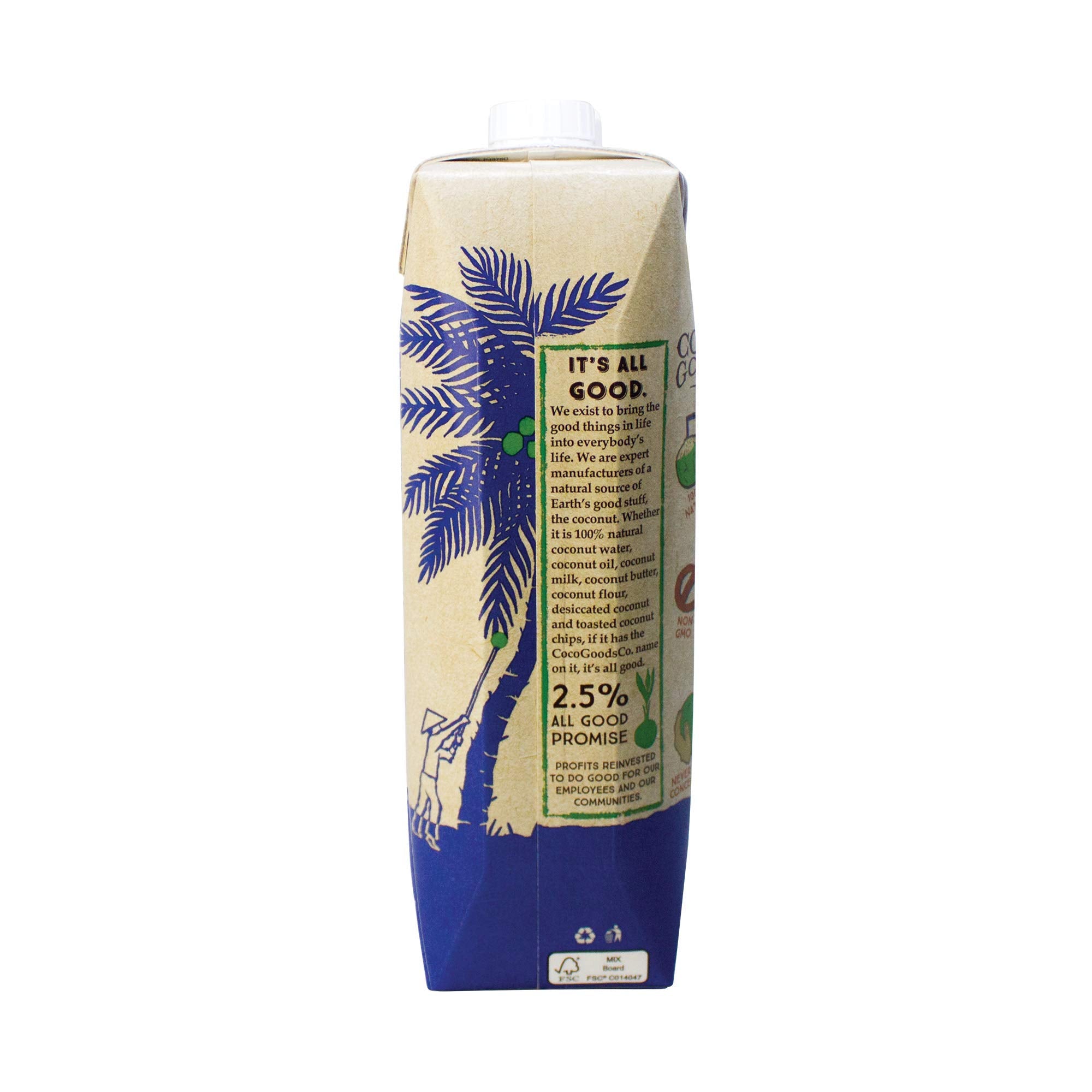 CocoGoodsCo close-up of clear coconut water texture and purity benefit
