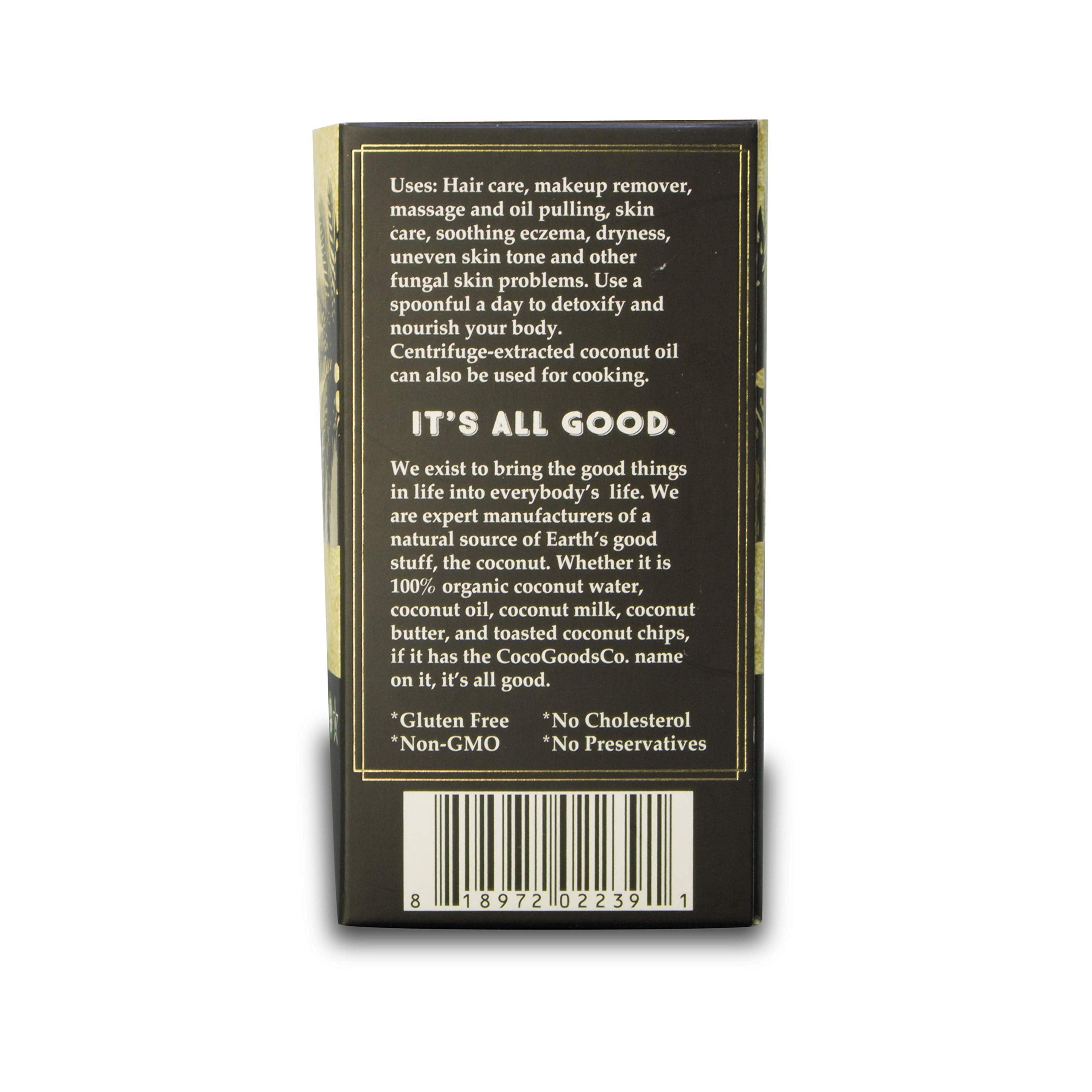 COCOGOODSCO label close-up showing organic and non-GMO certifications