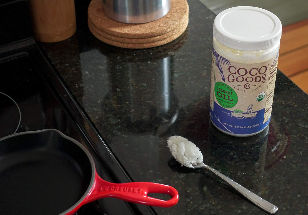COCOGOODSCO label detail showing organic non-GMO kosher certifications for trust
