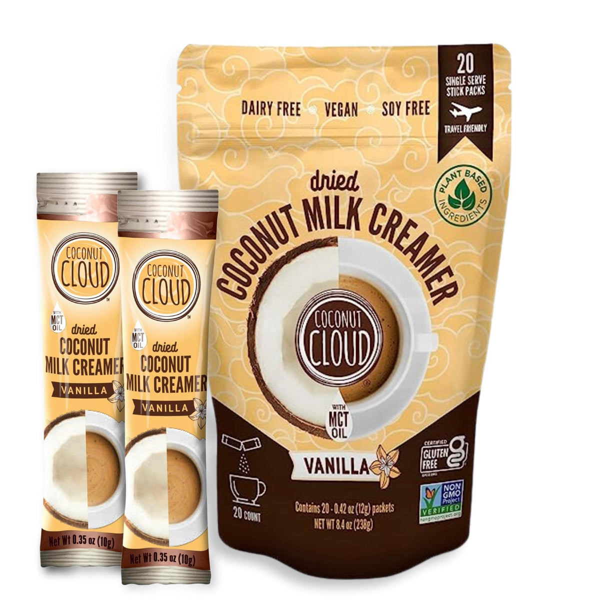 Coconut Cloud front packaging showing vanilla creamer and benefits