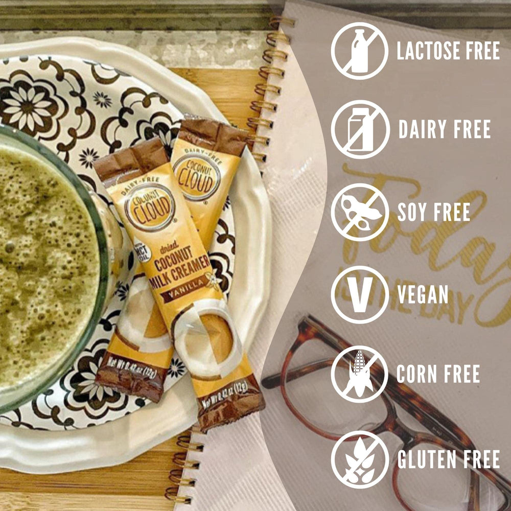 Coconut Cloud added to iced coffee demonstrating no-clump finish