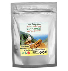 Coconut Country Living front pouch showing organic Ceylon cinnamon and freshness