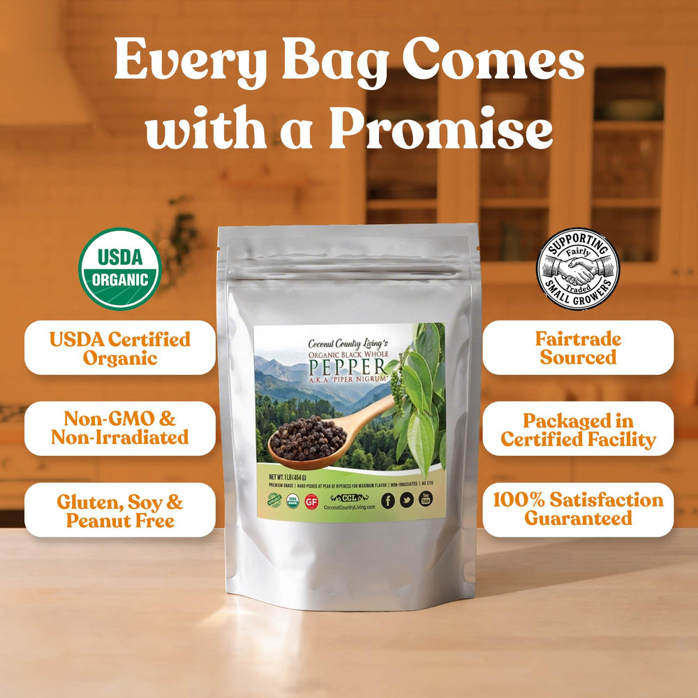 Coconut Country Living label and fair-trade seal detail proving ethical sourcing