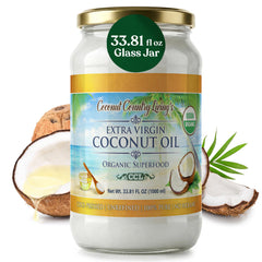 Coconut Country Living open jar solid texture on spoon illustrating easy scoopability