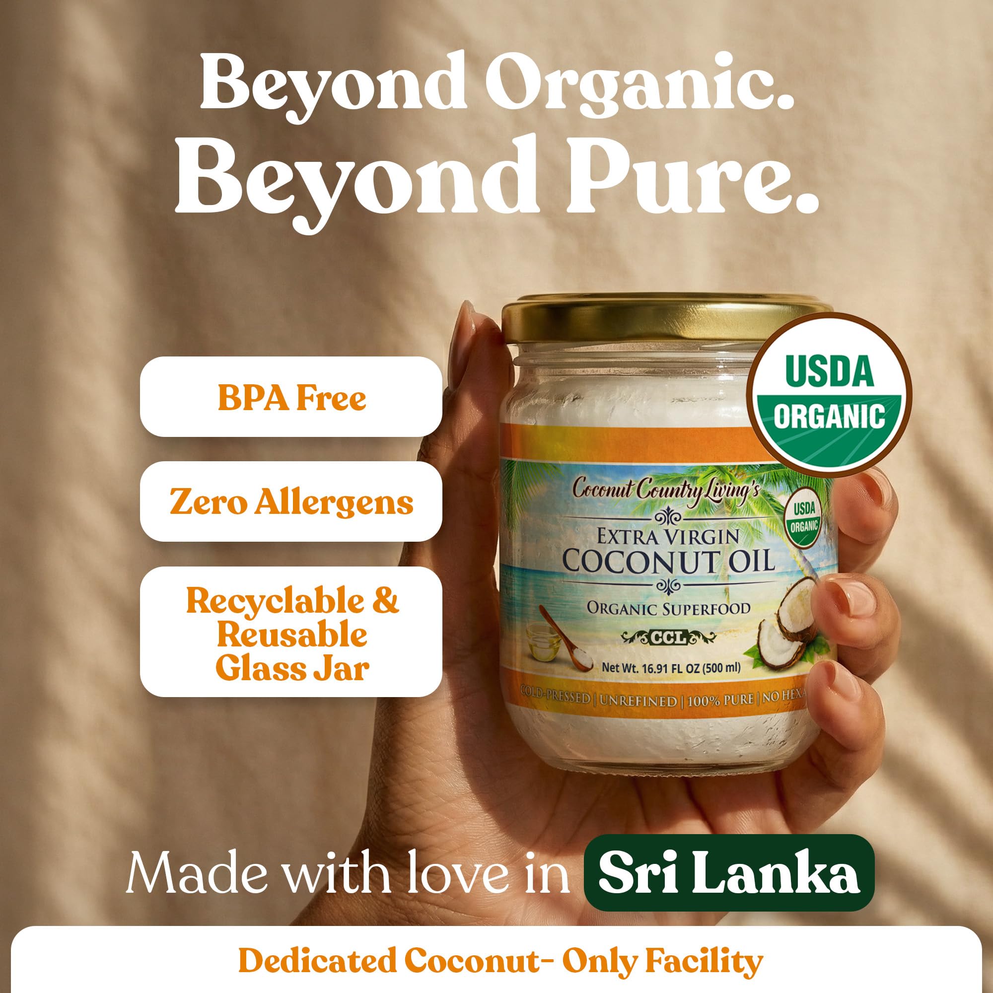 Coconut Country Living skin moisturizing application on arm shows hydration benefit