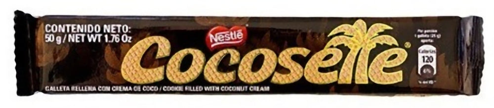 Hand holding a Cocosette wafer to show size and convenient single-serve benefit