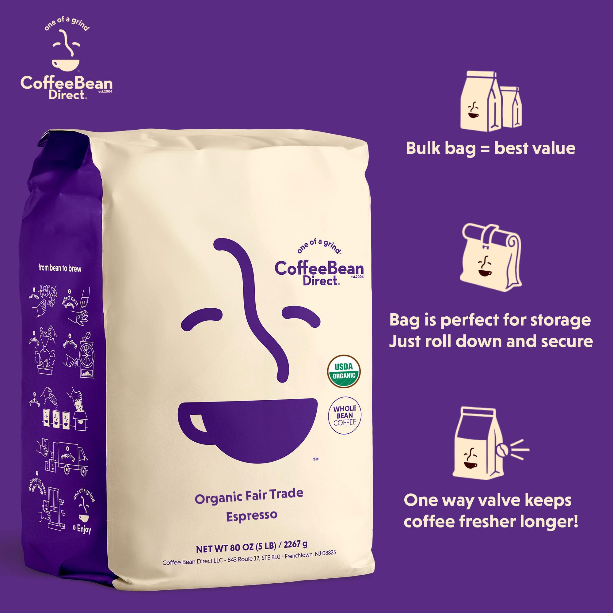 Coffee Bean Direct pulled espresso shot with thick crema and aroma appeal