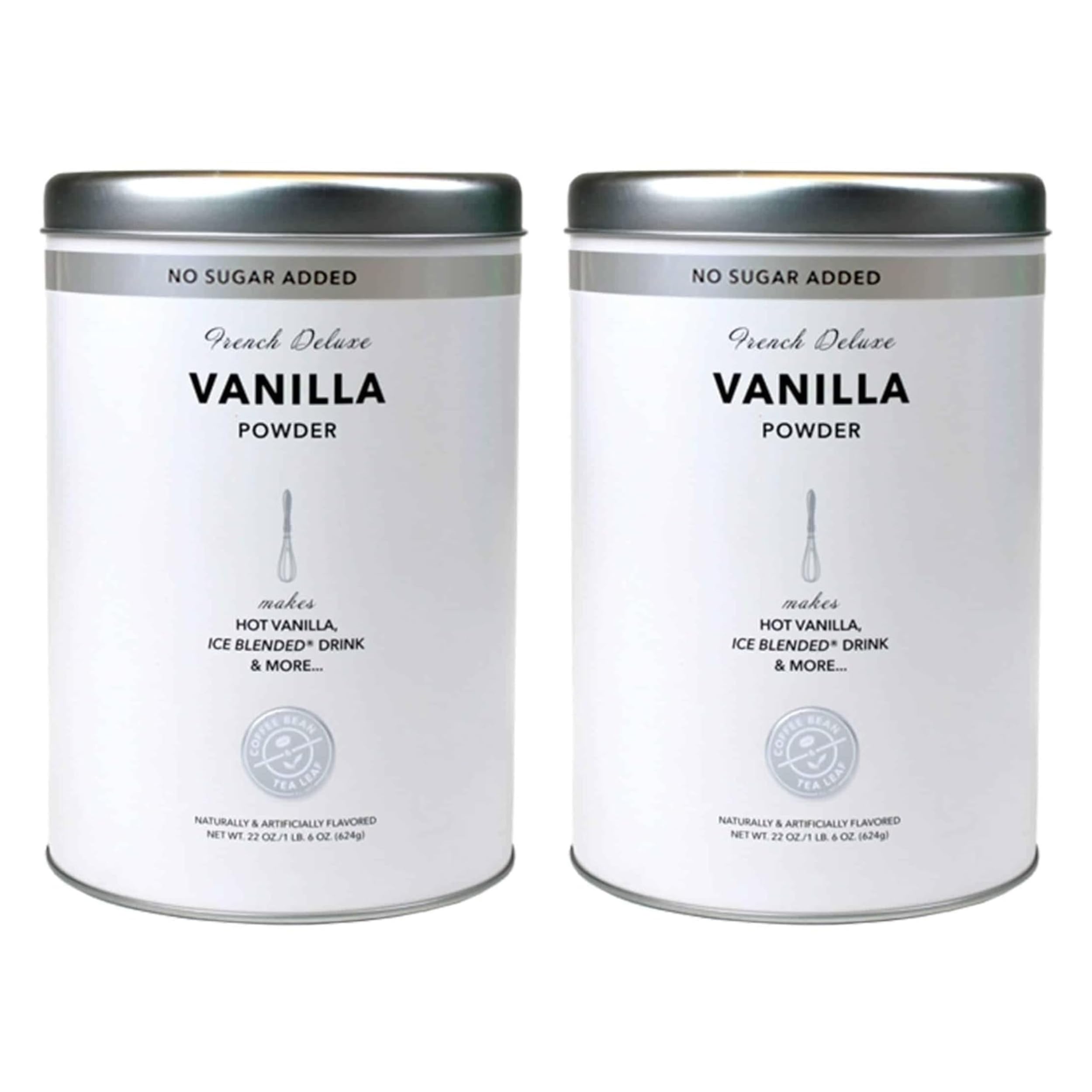 The Coffee Bean & Tea Leaf front tin showing label and benefit of rich vanilla flavor