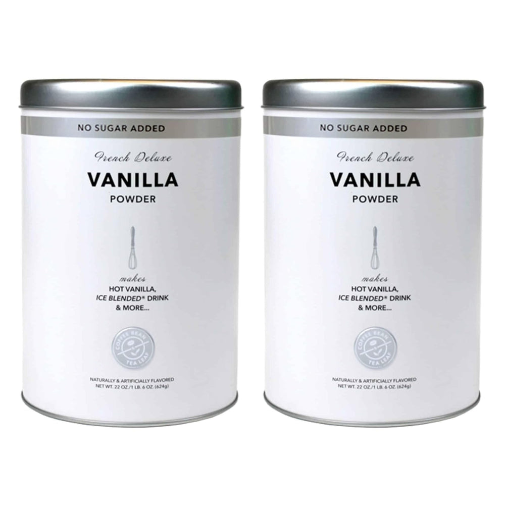 The Coffee Bean & Tea Leaf front tin showing label and benefit of rich vanilla flavor