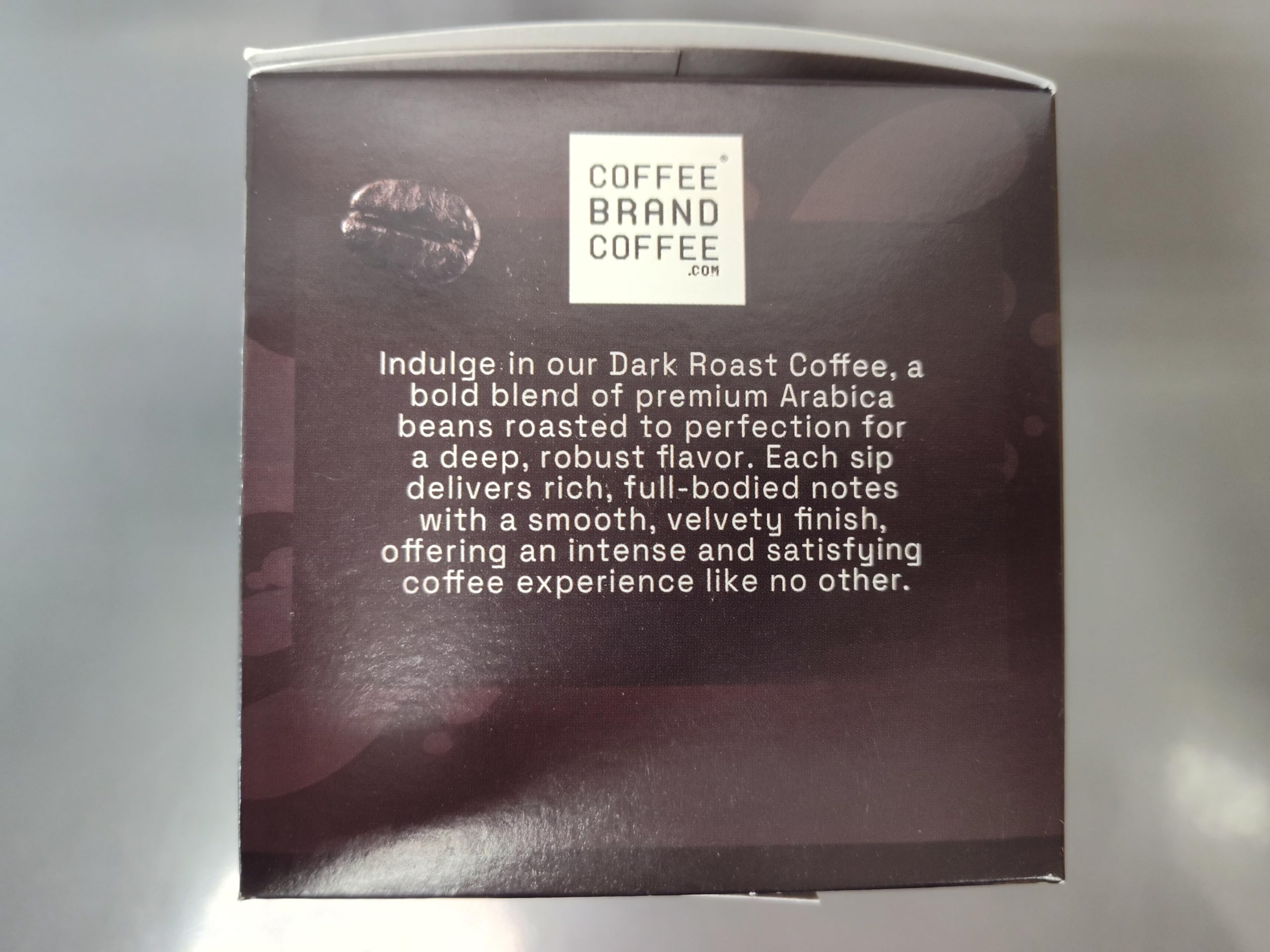 Coffee Brand Coffee label closeup showing roast level and origin for ingredient clarity