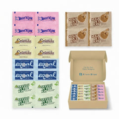 Coffee Gift Favorite front packaging showing assorted sweetener variety and clear labeling benefit