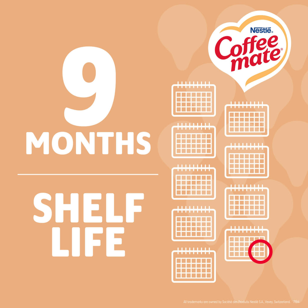 Coffee Mate box of 180 single tubs for bulk storage and easy supply