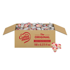 Coffee Mate front packaging showing 180-count and convenience