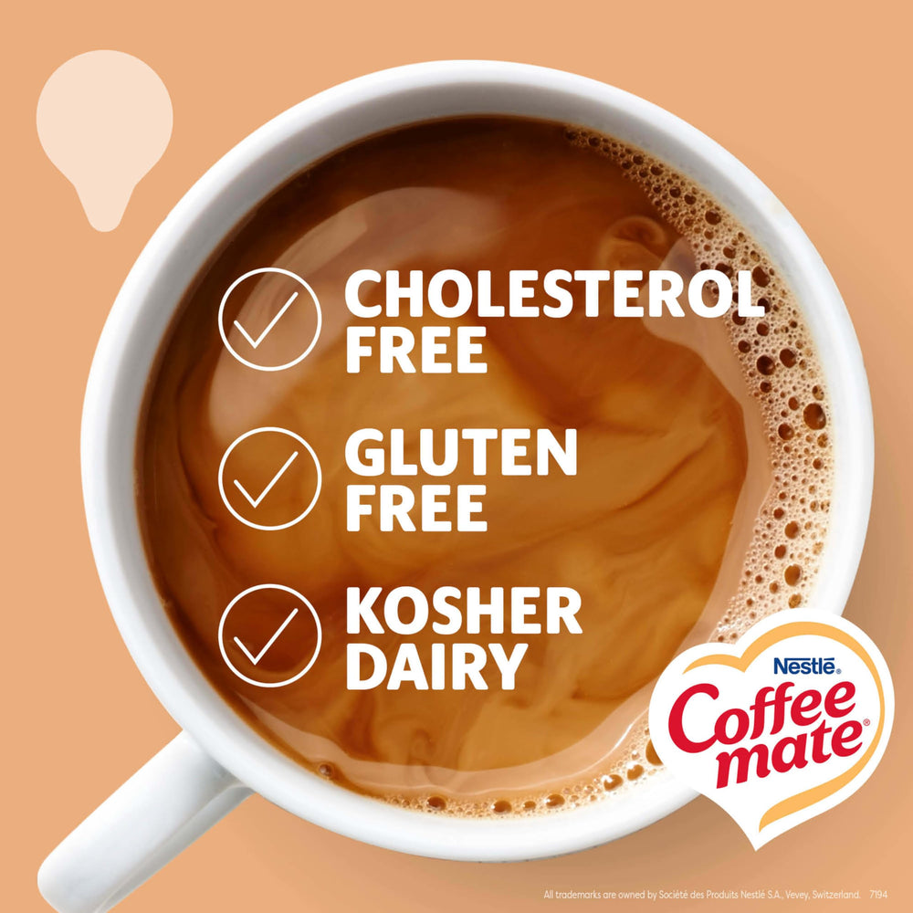 Coffee Mate pouring into coffee adding creamy vanilla caramel flavor