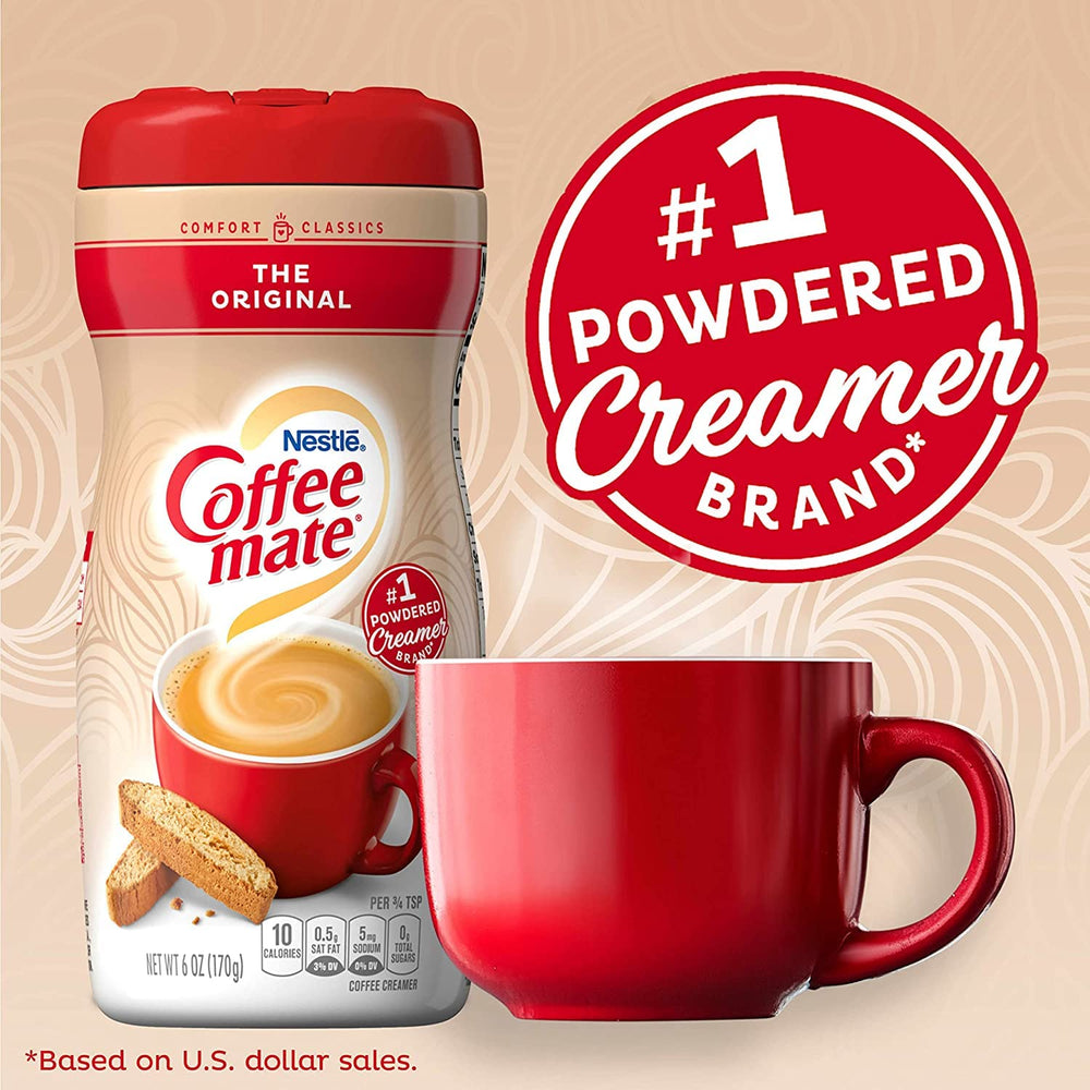 Coffee Mate powder close-up texture demonstrating fine granules for smooth mixing