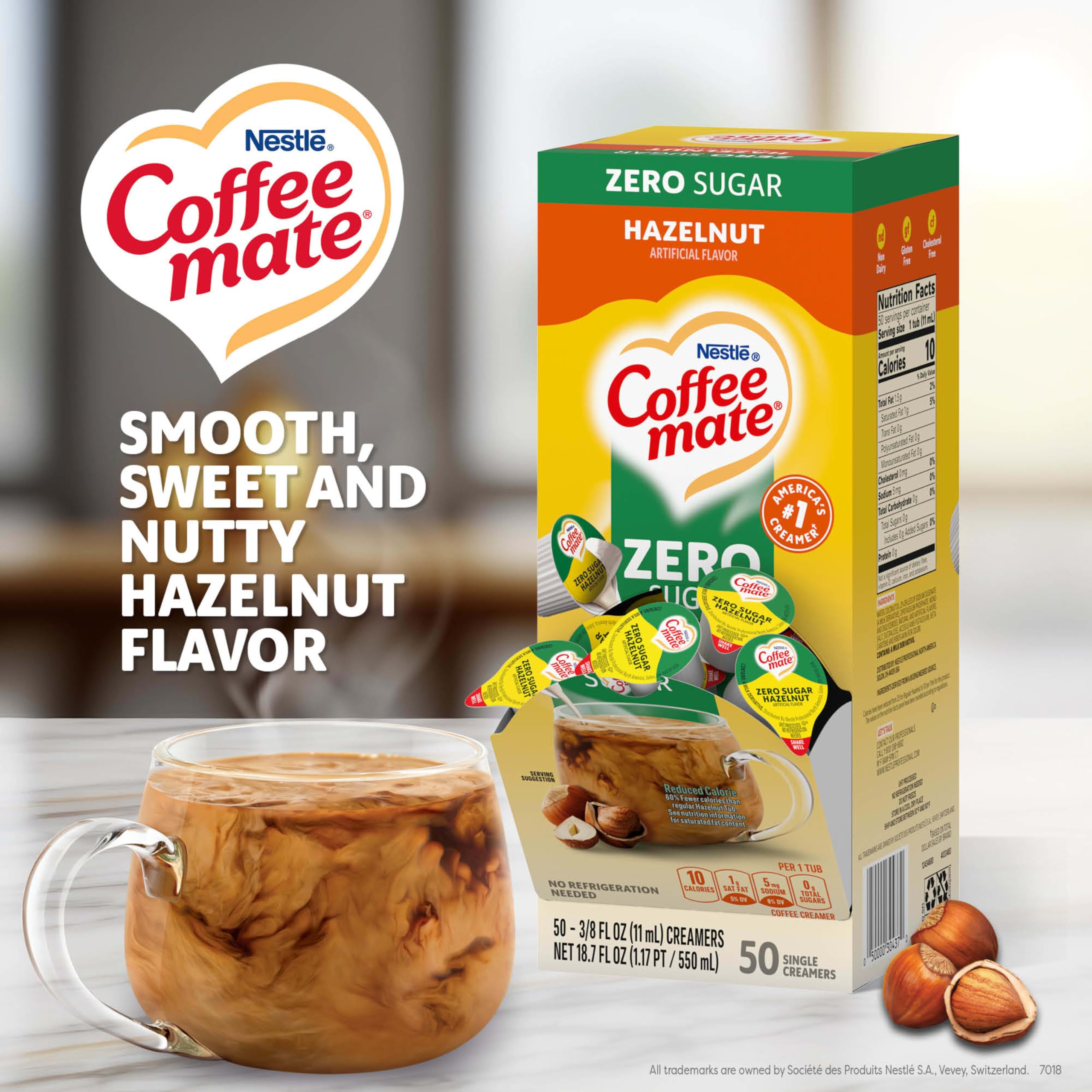 Coffee mate single creamer pouring into coffee showing easy single-serve benefit