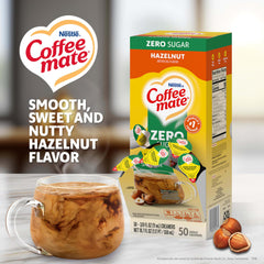 Coffee mate single creamer pouring into coffee showing easy single-serve benefit