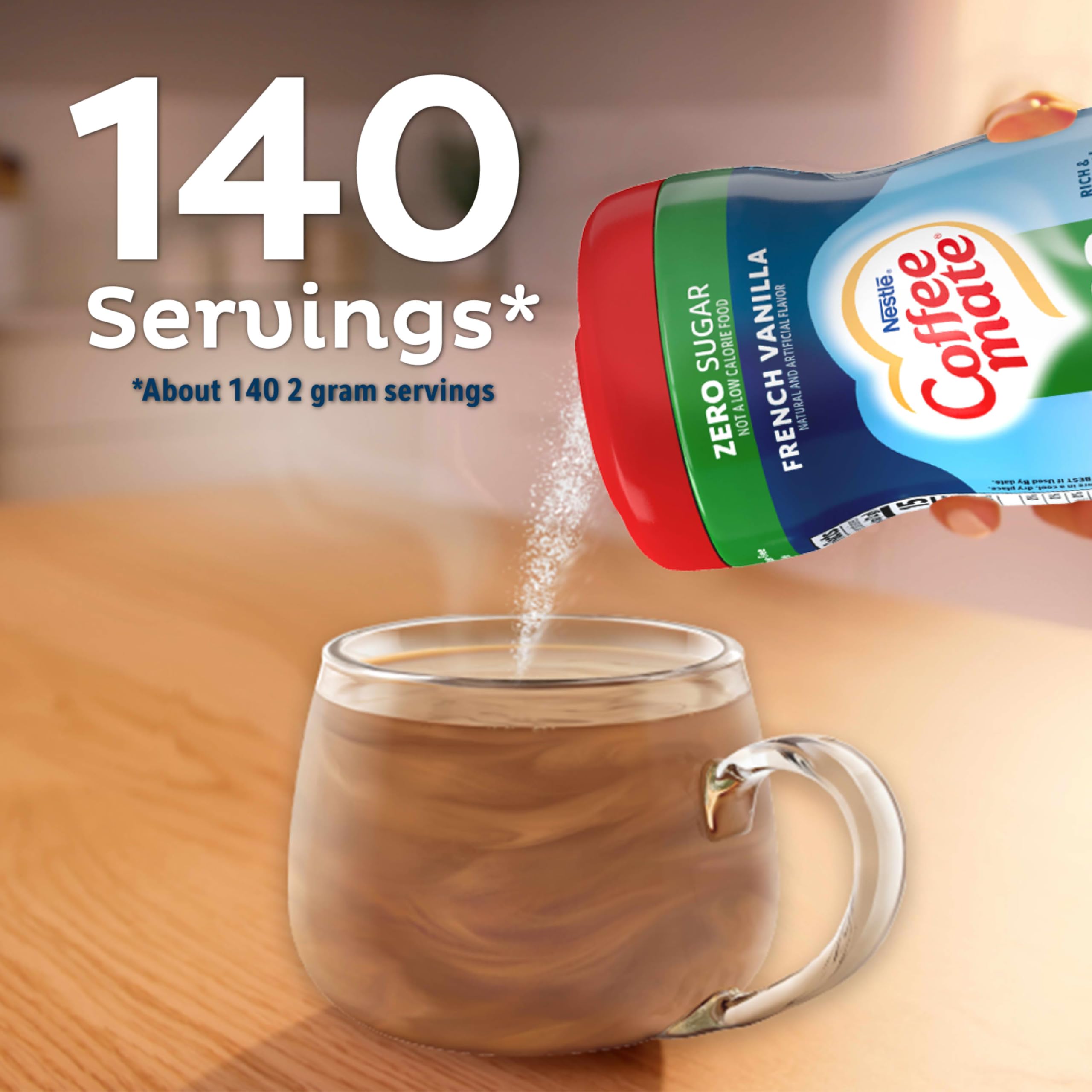 Coffee Mate Vanilla Caramel bottle label clear close-up for flavor ID