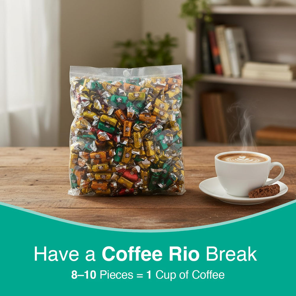 Coffee Rio candy surface close detail showing glossy texture, slow-dissolving flavor