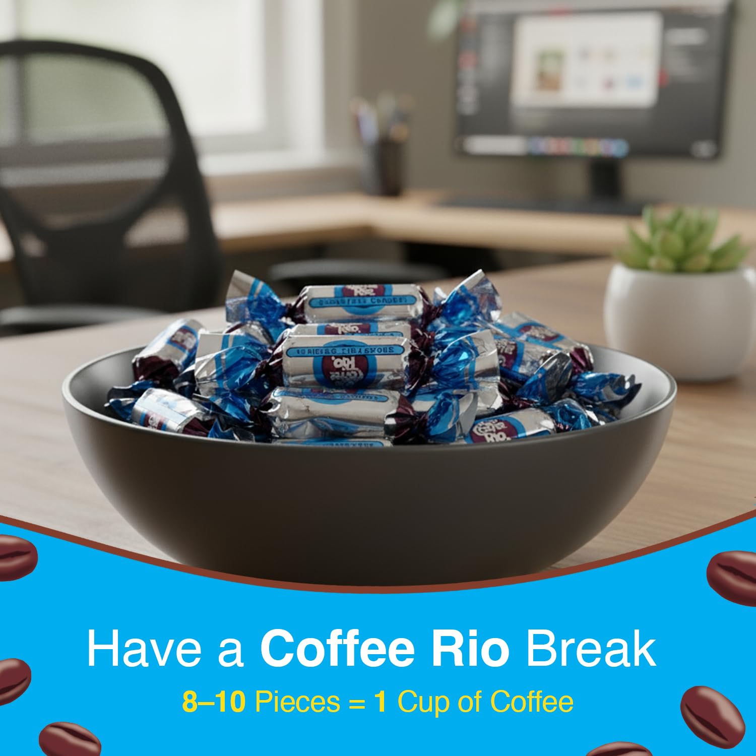 Closeup of Coffee Rio candy surface to show smooth texture and slow flavor release
