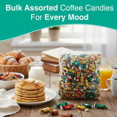Coffee Rio assorted candies scattered, colorful variety for candy bowls and events