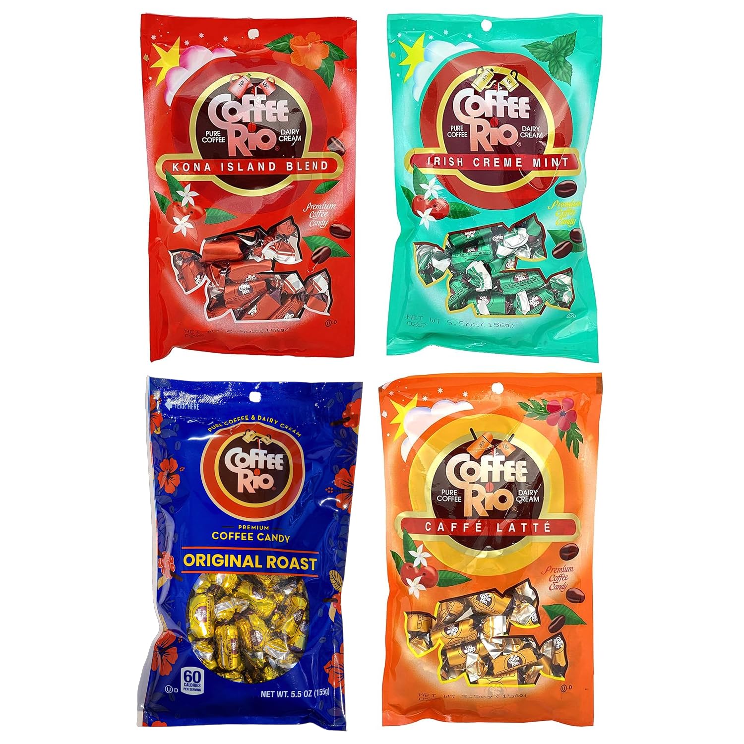 Coffee Rio variety pack front view showing four flavor pouches for gifting