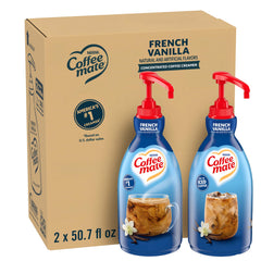 Nestle Coffee mate front packaging showing French Vanilla pump for easy portioning