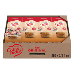 Coffee mate front packaging showing the 200-count box and branding for bulk convenience
