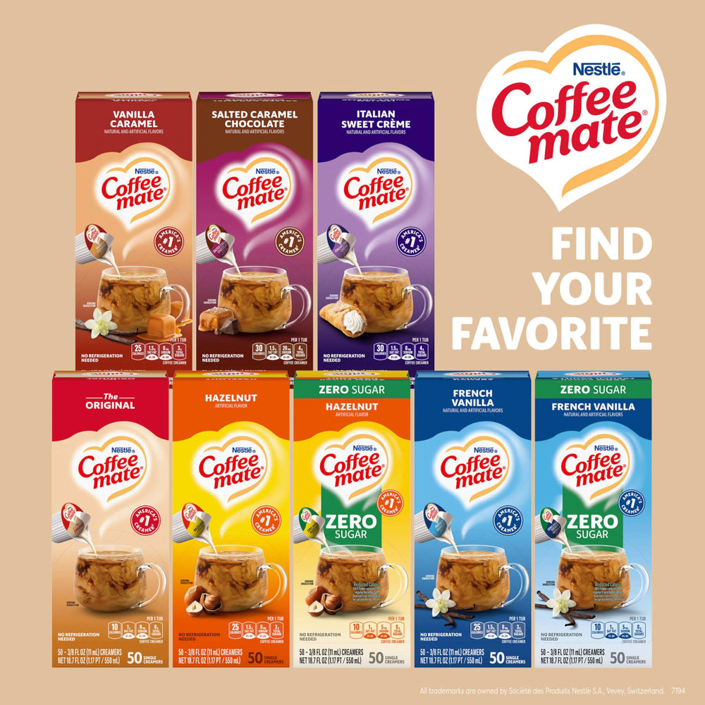 Coffee mate stacked singles illustrating bulk supply and simple storage benefit