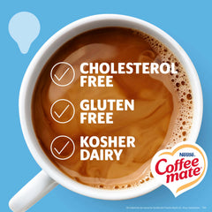 Coffee mate pouring into coffee for instant creamy vanilla flavor