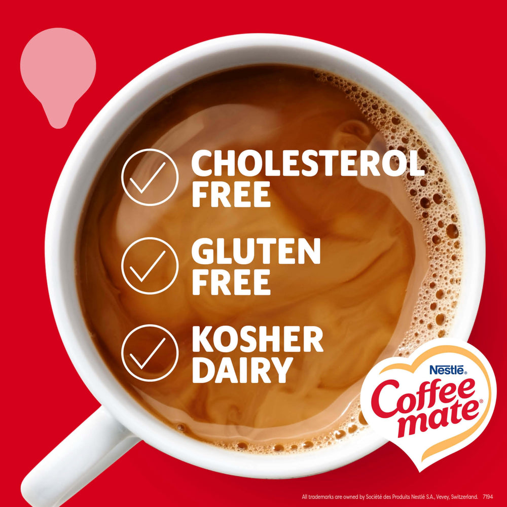 Coffee mate single creamer cup close-up showing seal and easy-open design benefit