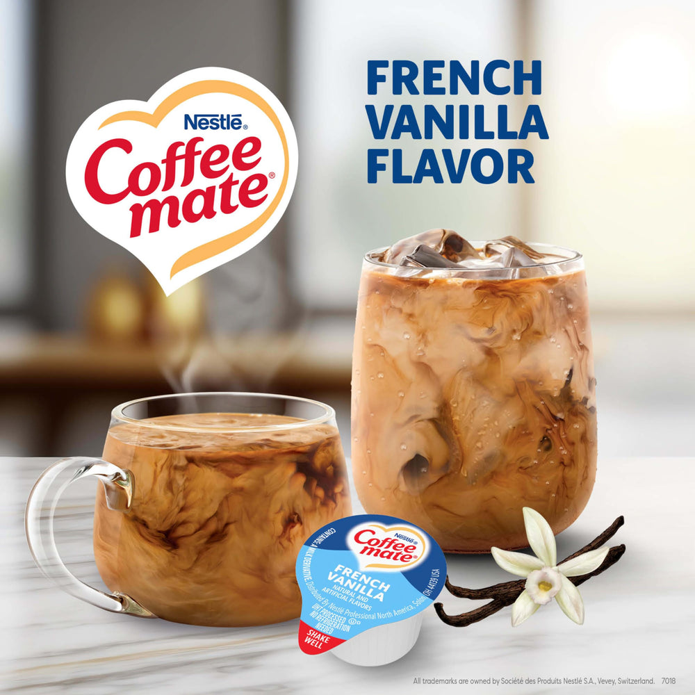 Coffee mate single tub open displaying easy peel lid and quick use