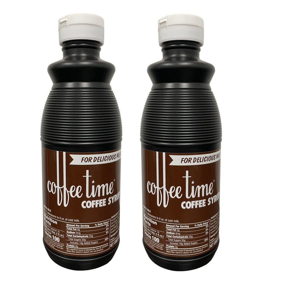 Coffeetime front packaging showing two 16oz bottles and bold coffee flavor