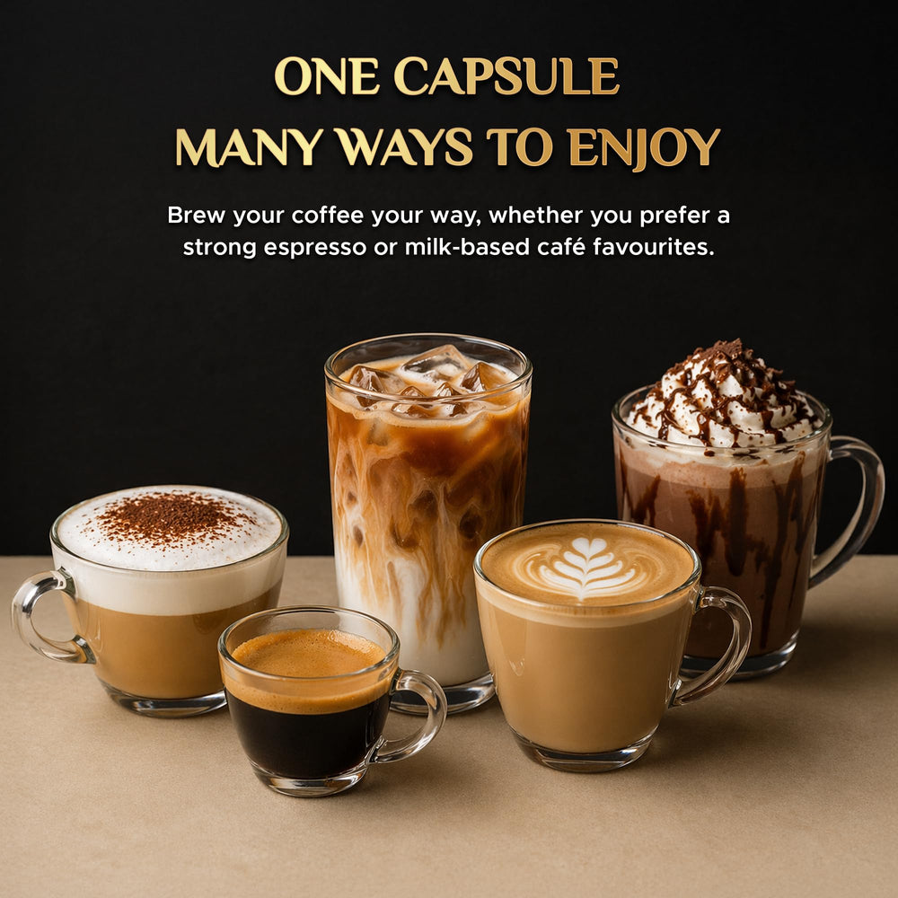 Coffeeza capsule inserted in Nespresso Original Line machine for effortless brewing