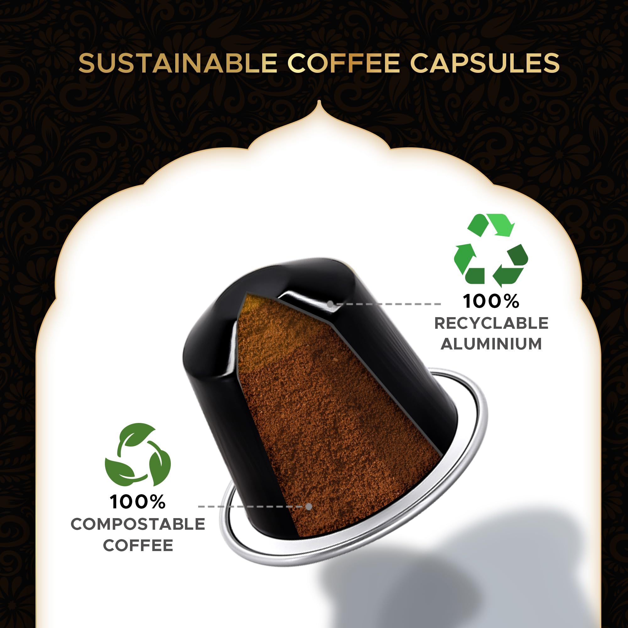 Coffeeza capsules beside a ruler showing compact size and convenient storage