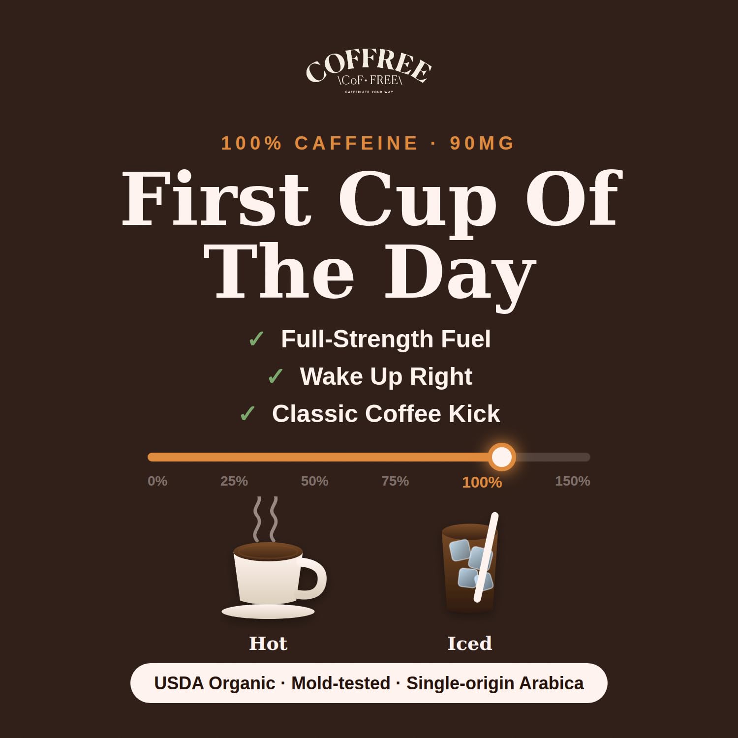 COFFREE single coffee stick close-up highlighting tear notch and single-serve convenience