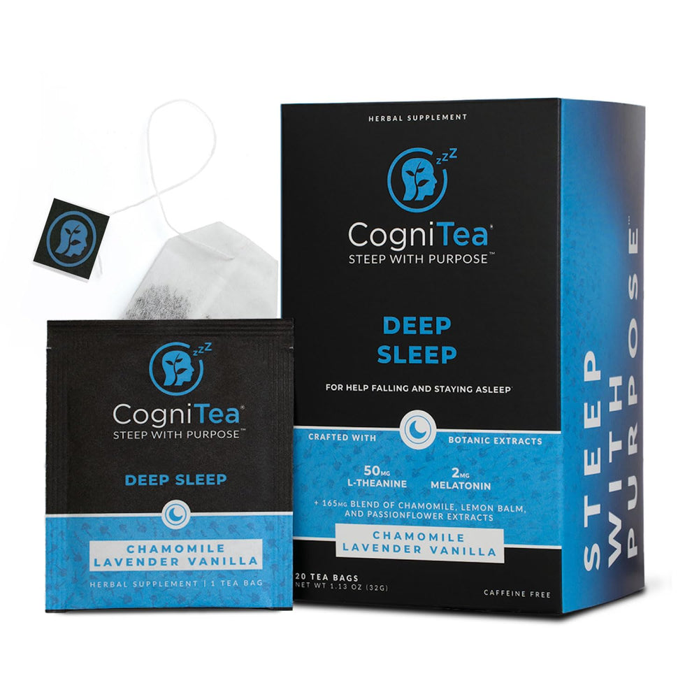 CogniTea front packaging showing label and benefits for bedtime ritual