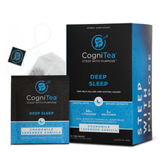 CogniTea front packaging showing label and benefits for bedtime ritual